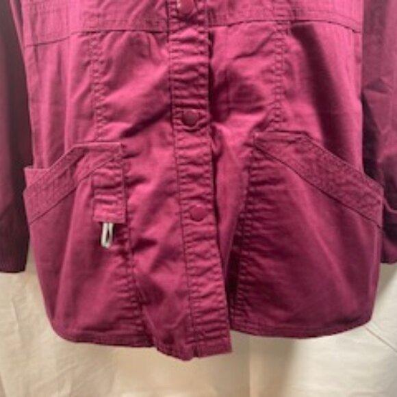 Code Happy Womens Scrub Jacket Size Small Long Sleeve Snaps Pockets Plum Purple - Picture 3 of 8